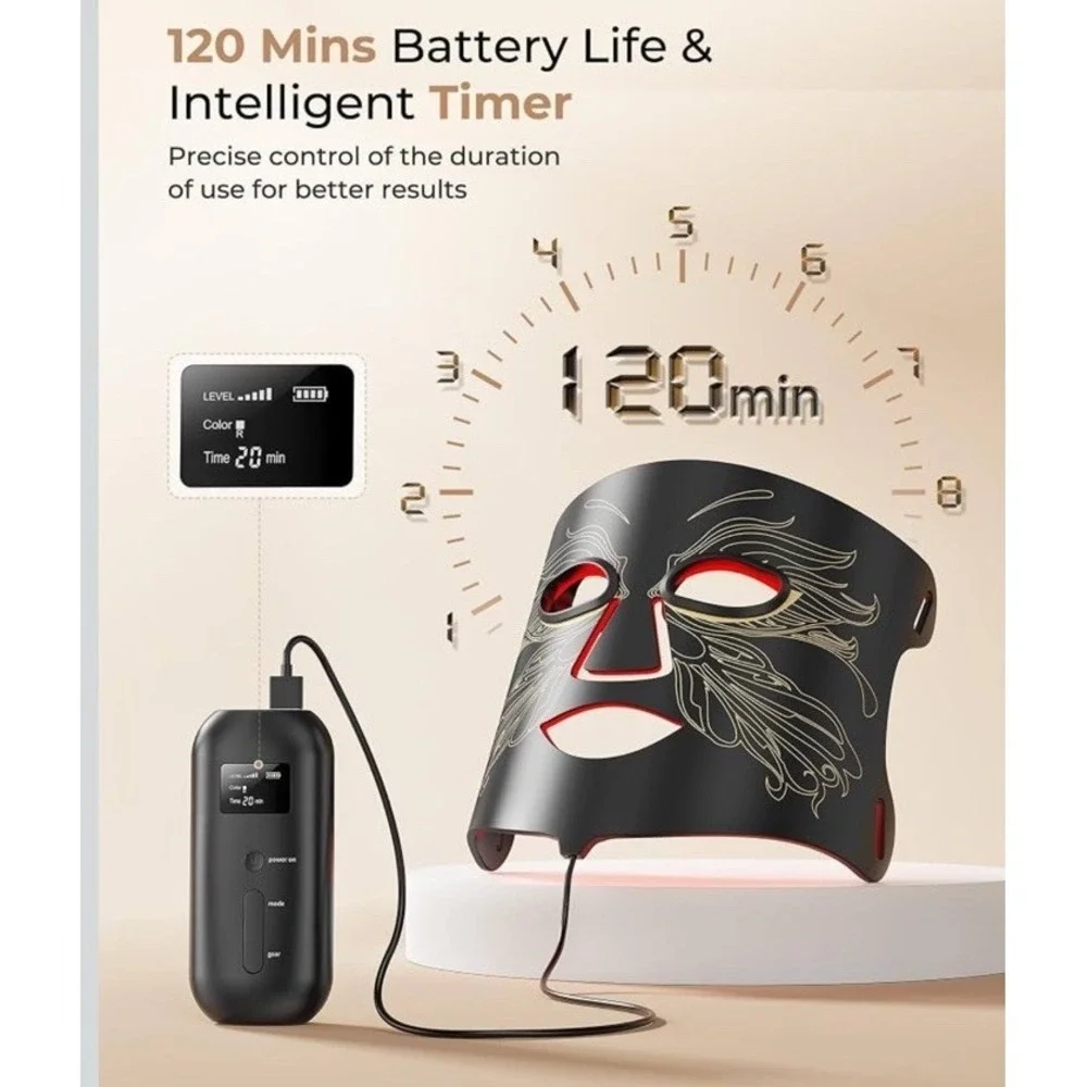 (33Lovsheme LED Face Mask Light Therapy, Enhance Red Light Therapy Mask for Face